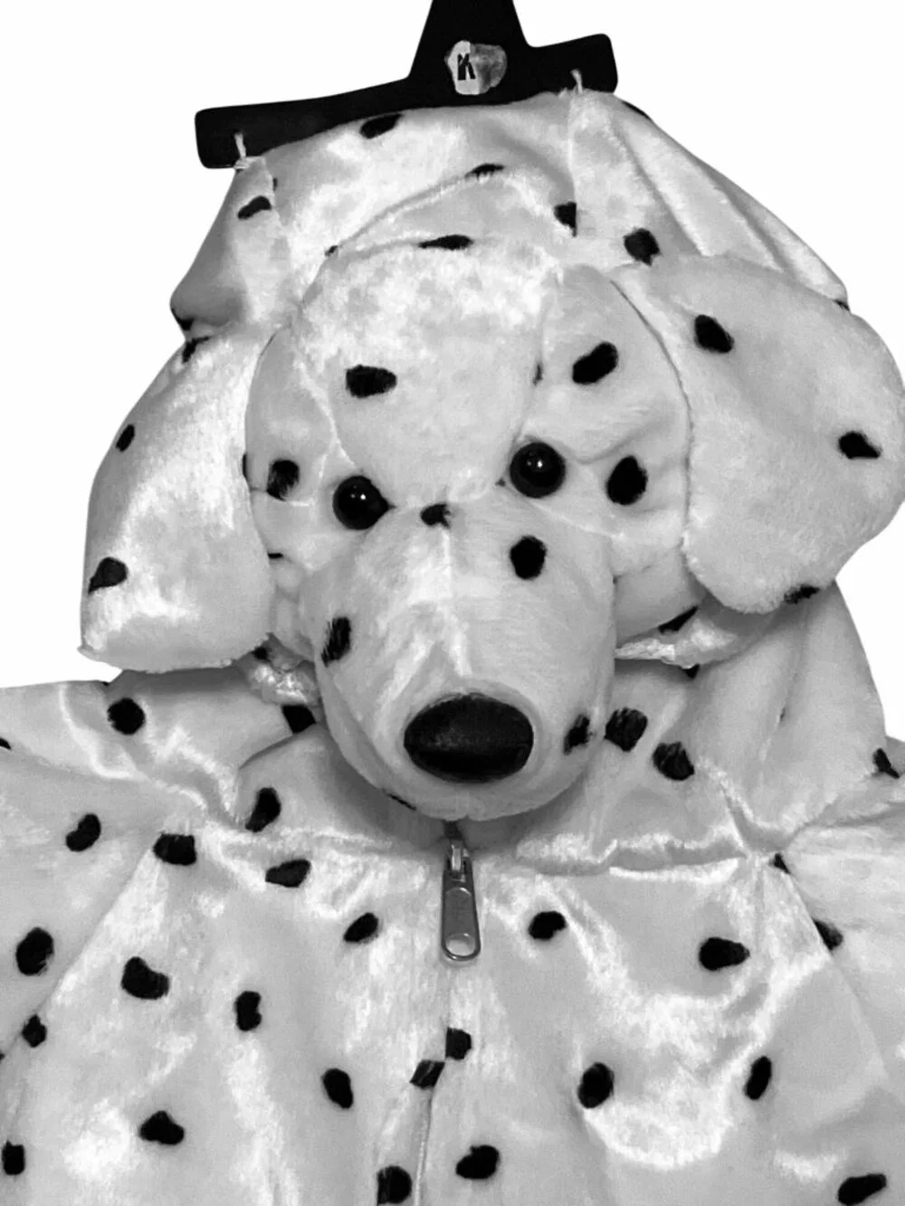 Dalmatian Dog Costume Child Zip-Up One Piece White Black Spots Cozy Fleece